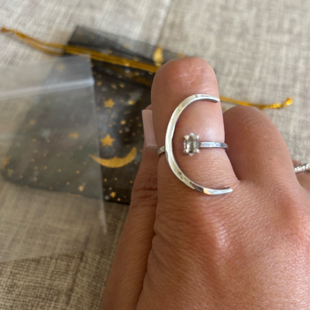 James Michelle Eclipse Herkimer Silver Ring Size 7 Adjustable